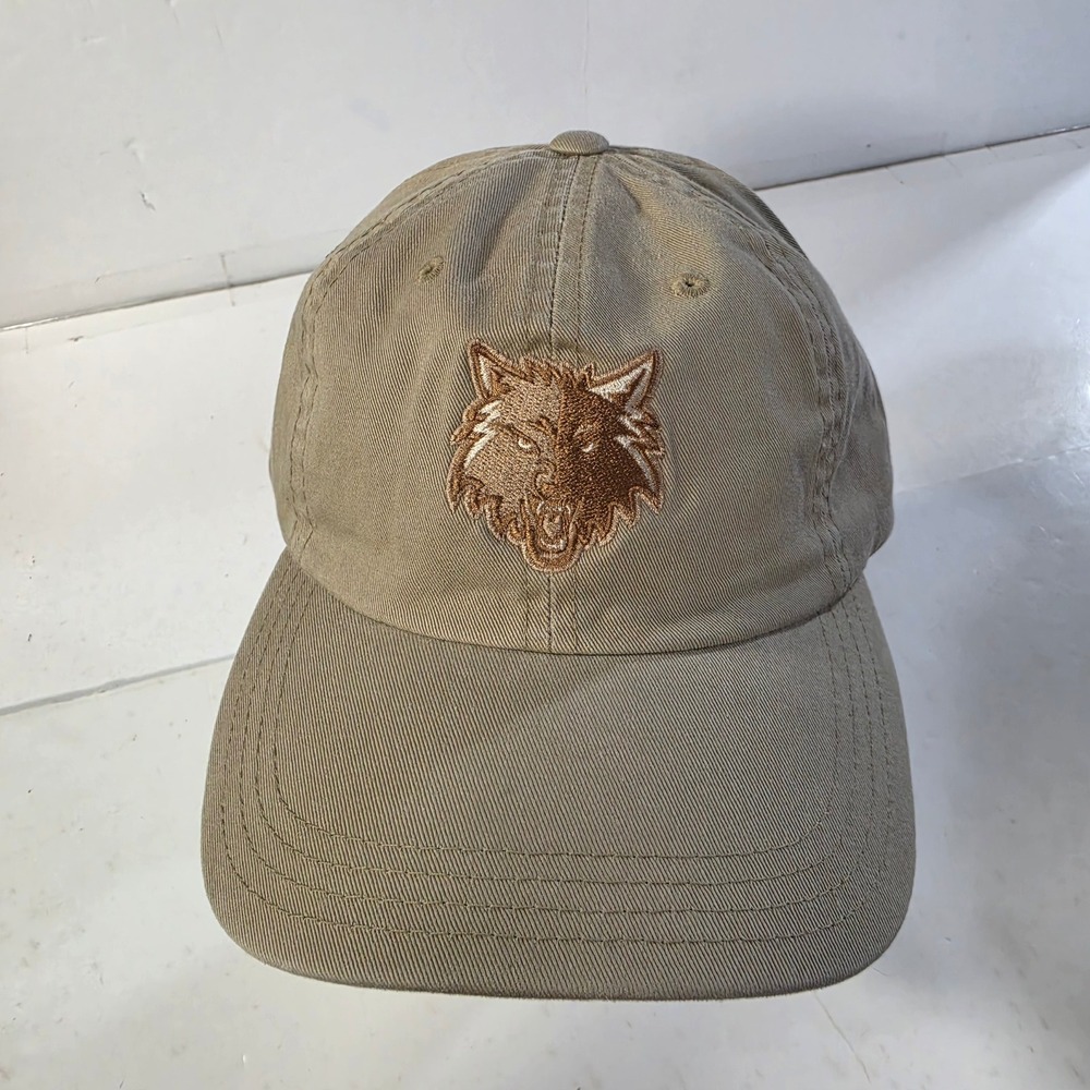 Vtg 90's Logo Athletic NBA Minnesota Timberwolves Sample Hat Khaki Strapback Cap